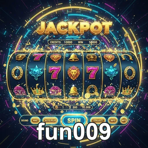 Máquina caça-níqueis jackpot da fun009, cheia de símbolos e emoções de apostas.